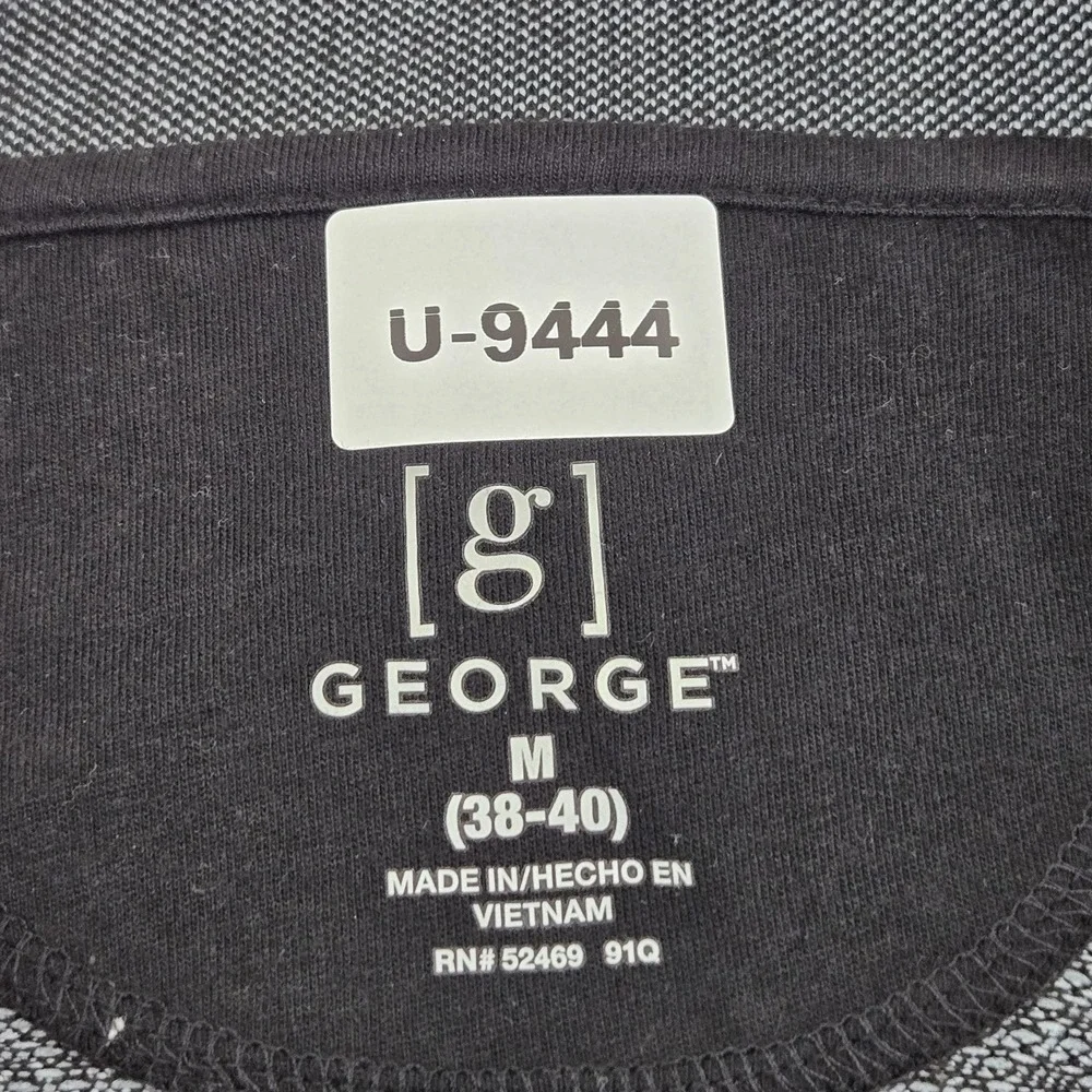 George Men Polo‎ M (38-40) Black Geometric Button Short Sleeve NWT